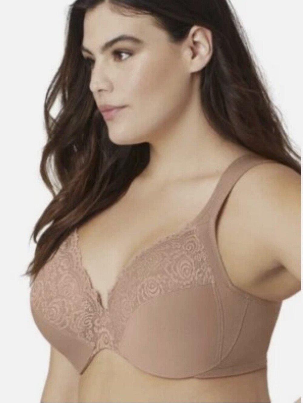 Glamorise Elegance Low Cut WonderWire Lace Underwire Bra Size 44F (44DDD)